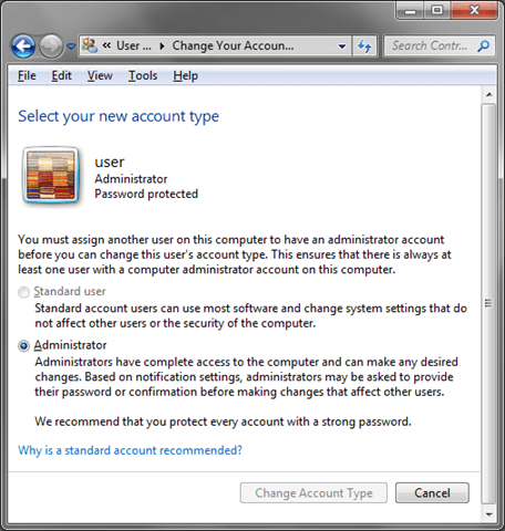 change administrator username windows 7