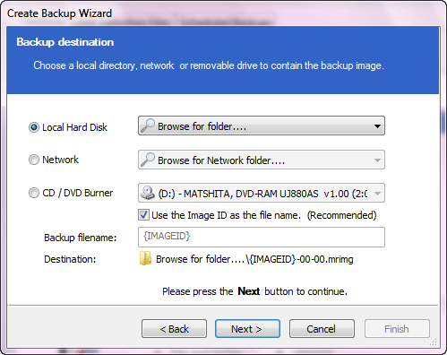 backup destination
