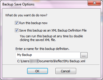 backup save options