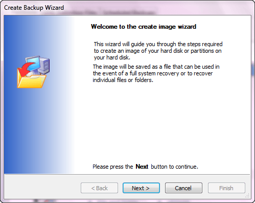 create backup wizard