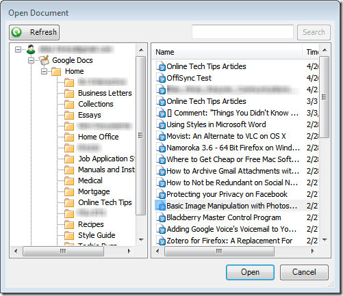Open Document from Google Docs
