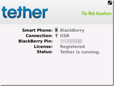 Tether Blackberry app when connected.