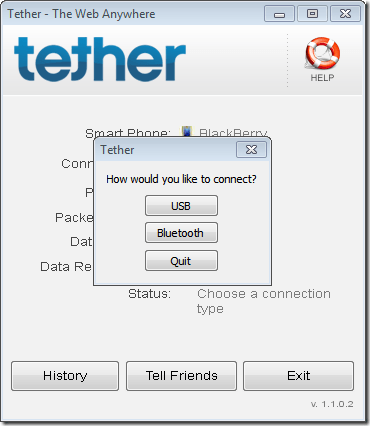 Tether choose connection type.