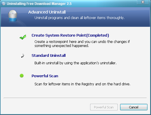 uninstalling process