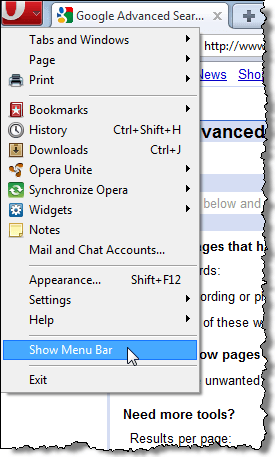 Show Menu Bar option on main menu