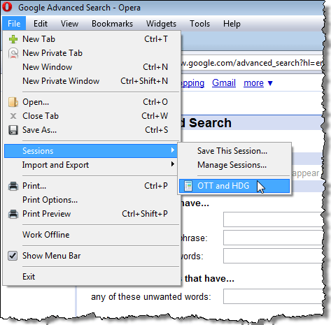 Accessing a saved session