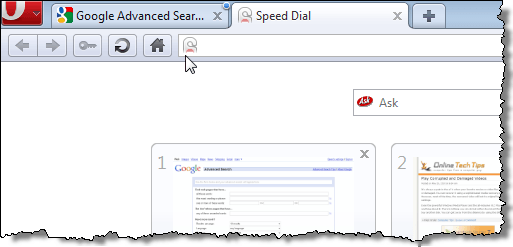 Opera private browsing tab