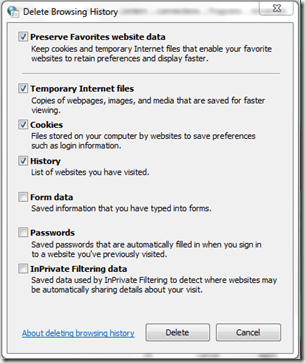Delete Browsing History IE