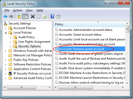 Windows 7 Accounts Rename Guest Account