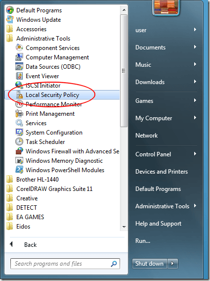Windows 7 Local Security Policy