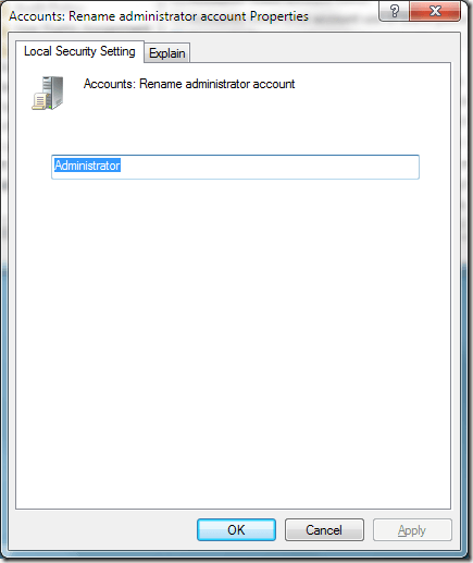 Windows Rename Administrator Account Properties
