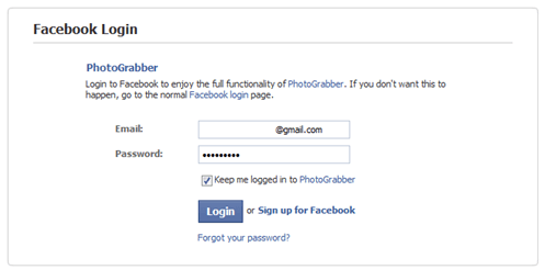 facebook login