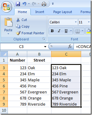 Drag the Excel Function Down