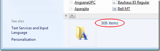 How Many Fonts Installed in Windows 7