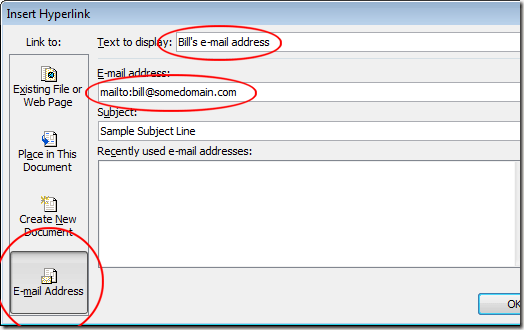 Link to an E-mail Address in Excel
