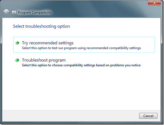 Troubleshoot Compatibility Try Recommended Settings