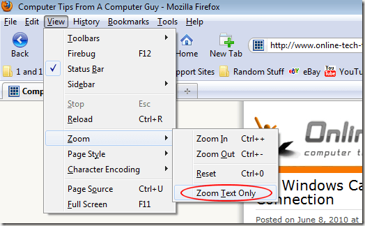 Zoom Text Only in Firefox