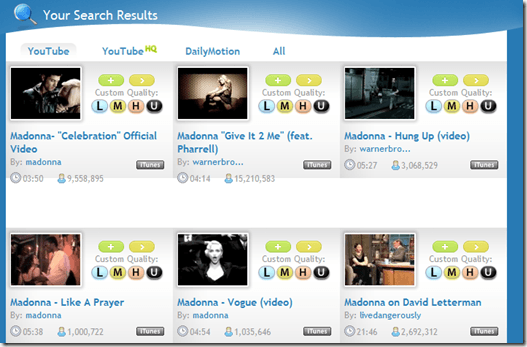 search results