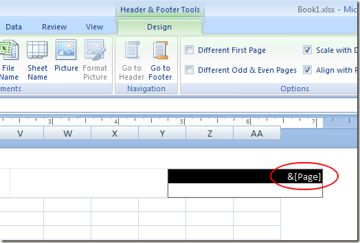 Add Page Numbers of an Excel Header