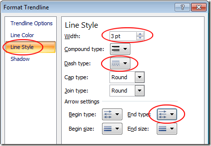 Change Line Style in Excel