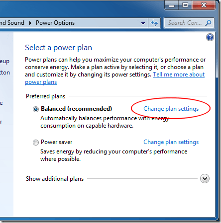 Change Power Plan Settings in Windows 7