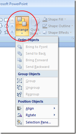 Click Arrange on the PowerPoint Ribbon