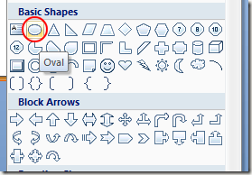 Click on the Oval Shape Button in PowerPoint