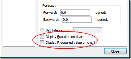 Display Equation and R-square Value on Chart