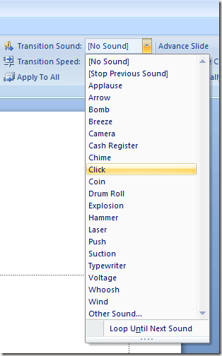 PowerPoint Transition Sound List