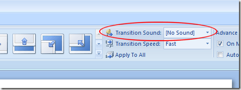Transition Sound on the PowerPoint Ribbon