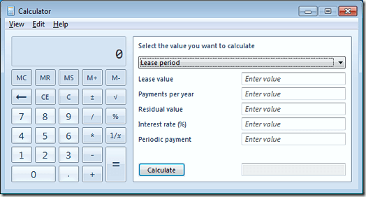Windows 7 Calculator Lease Worksheet