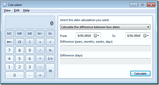 Windows 7 Date Calculation