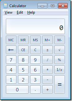 Windows 7 Standard Calculator Mode
