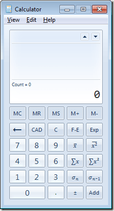 Windows 7 Statistics Calculator Mode