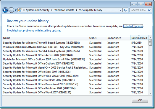Security Update for Windows 7 for x64based SystemsSlow bootup and 