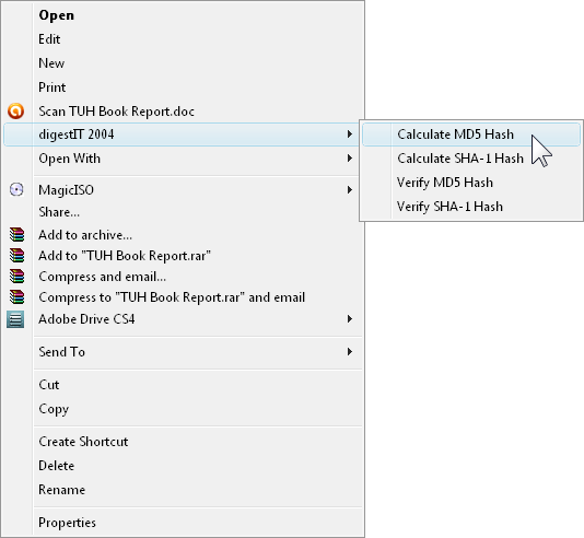 calculate MD5 hash