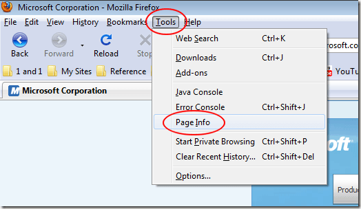 Click on Tools and Page Info in Firefox
