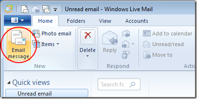 Open a New E-mail Message in Windows Live Mail