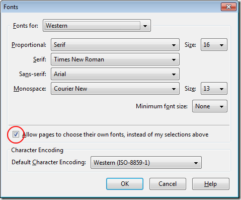 Allow Pages to Choose Their Own Fonts Instead of My Selections Above