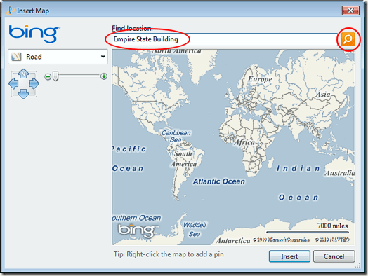 Choose a Bing Map Location in Windows Live Writer