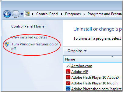 How to Turn Windows Features On or Off