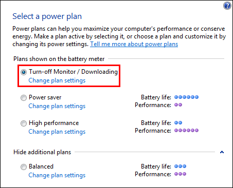 change plan settings