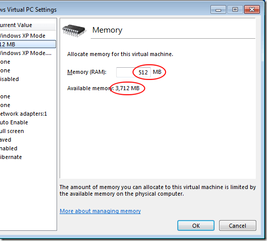 Increase the Memory Available to Windows Virtual PC XP Mode