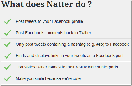 natter features