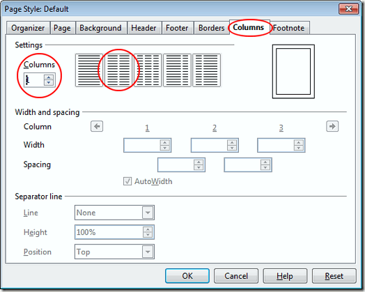 Add Columns to OpenOffice Writer