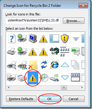Choose Icon for Custom Recycle Bin