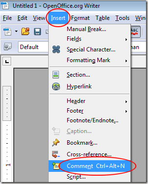 Click on Insert Comment