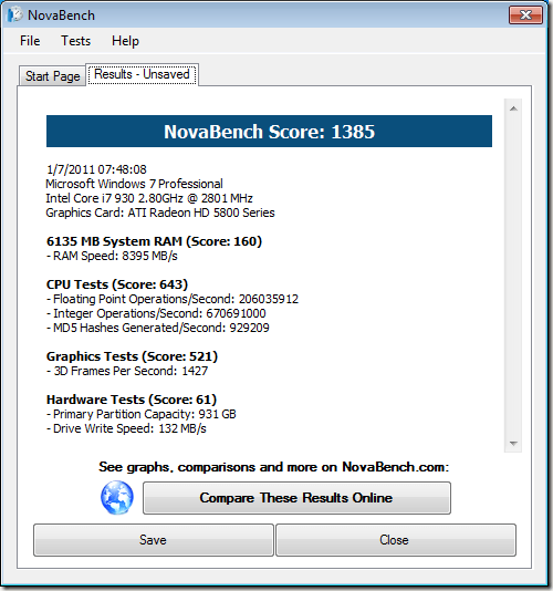 NovaBench Benchmark Results