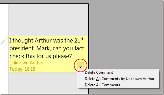 OpenOffice Writer Comment Options