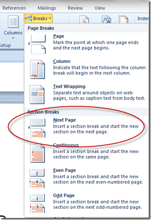 Breaks - Section Breaks